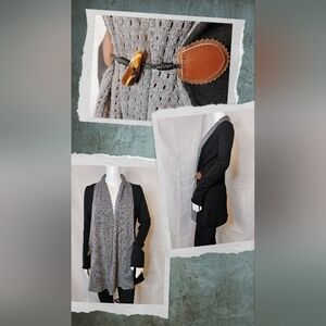 Bibelot 100% Wool Black And Gray Sweater